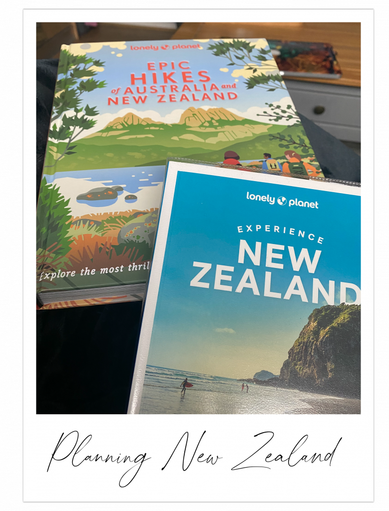Close up of two books - Best Hikes in Australia and New Zealand and Lonely Planet Guide to New Zealand