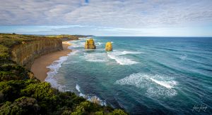 Cliff formations with blue seas